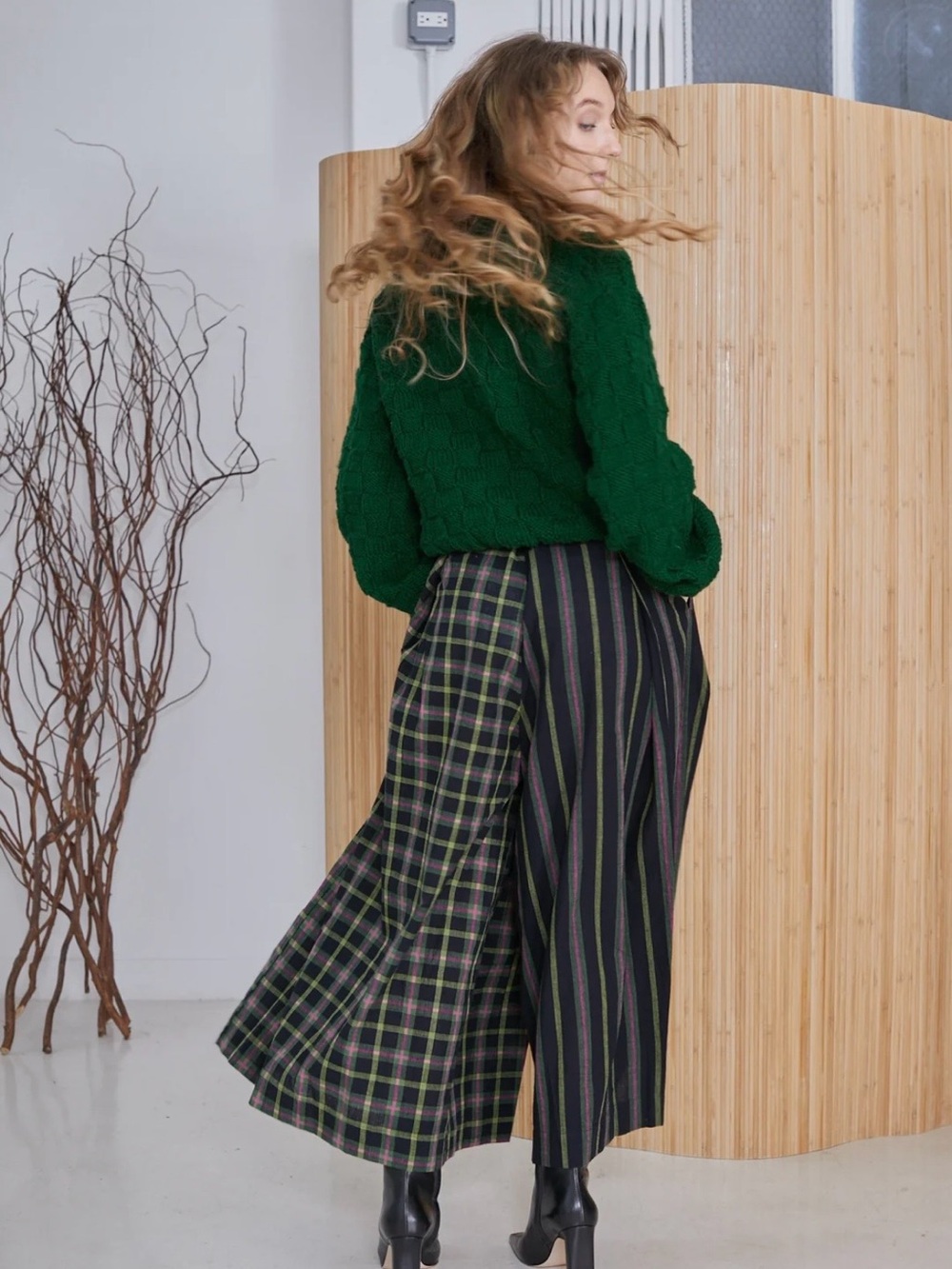NWT RUJUTA SHETH FRIDA PANTS | STRIKE CHEX X STRIKE STRIPE - Picture 15 of 16
